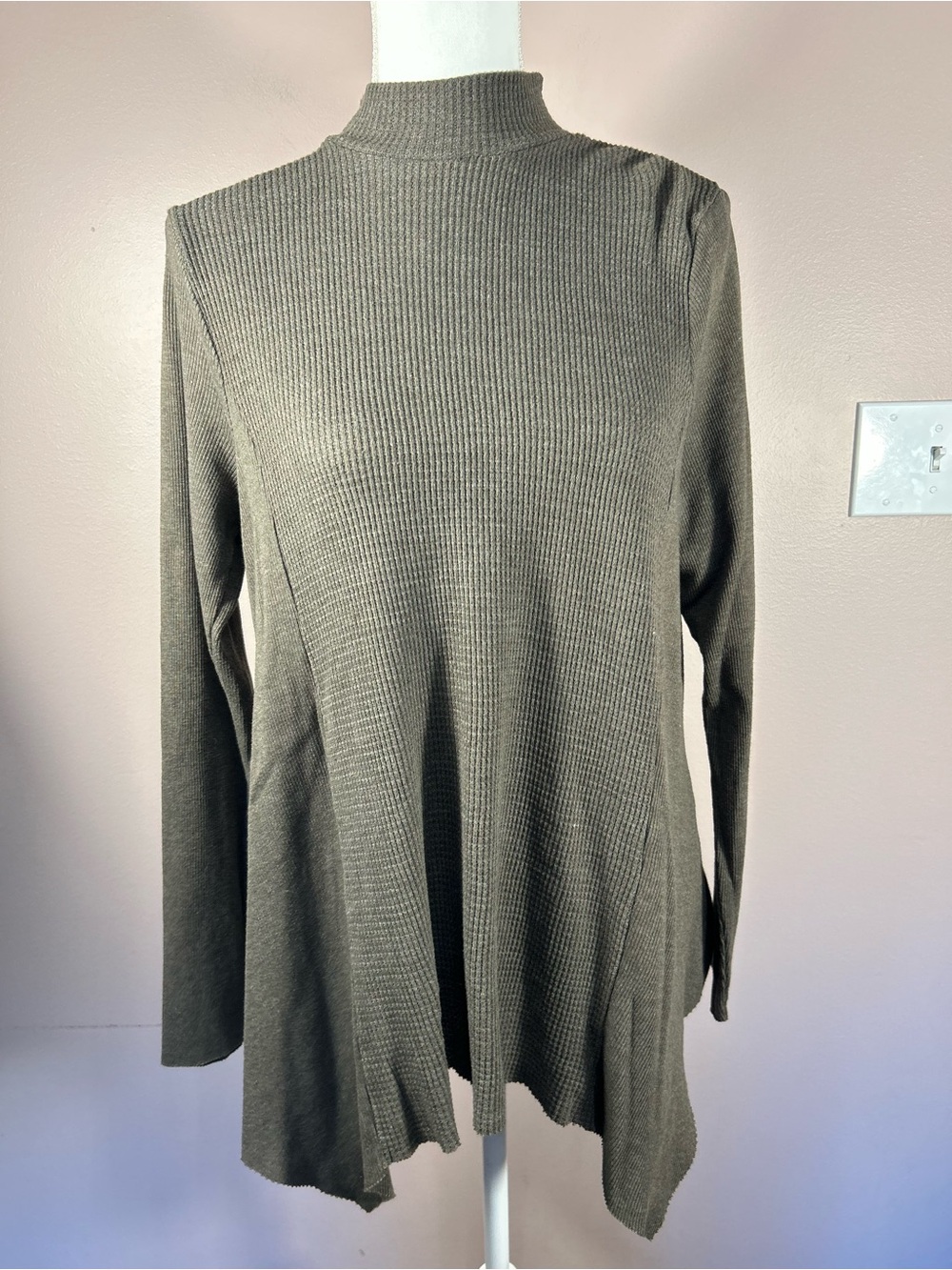 Anthropologie Grey Long Sleeve Mock Neck Tunic